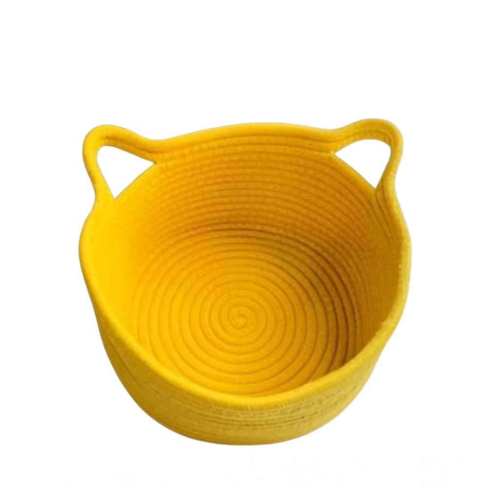 Generic Cotton Pack Of_1 Plain Cat Basket 9x5 Inch (Yellow) - Image 4