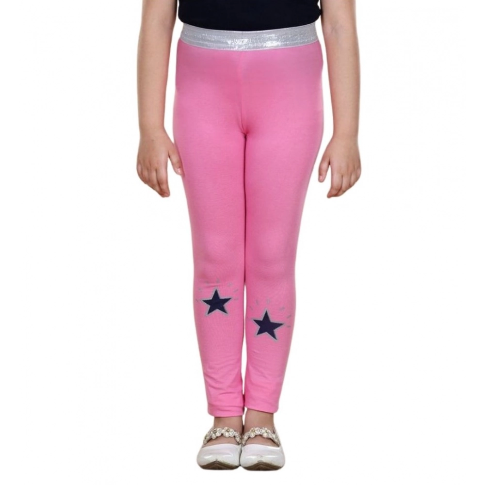 Generic Girl's Cotton Lycra Star Print Elasticated Leggings (Pink) - Image 5