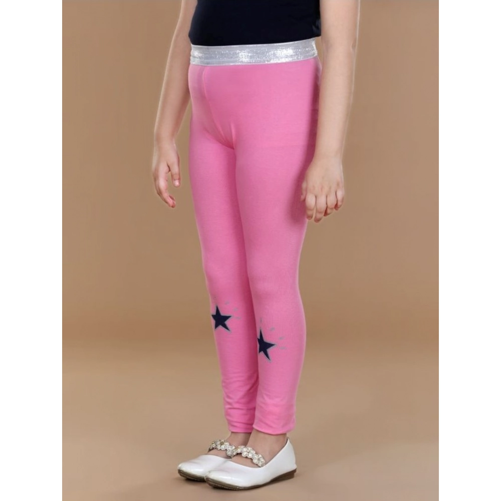 Generic Girl's Cotton Lycra Star Print Elasticated Leggings (Pink) - Image 4