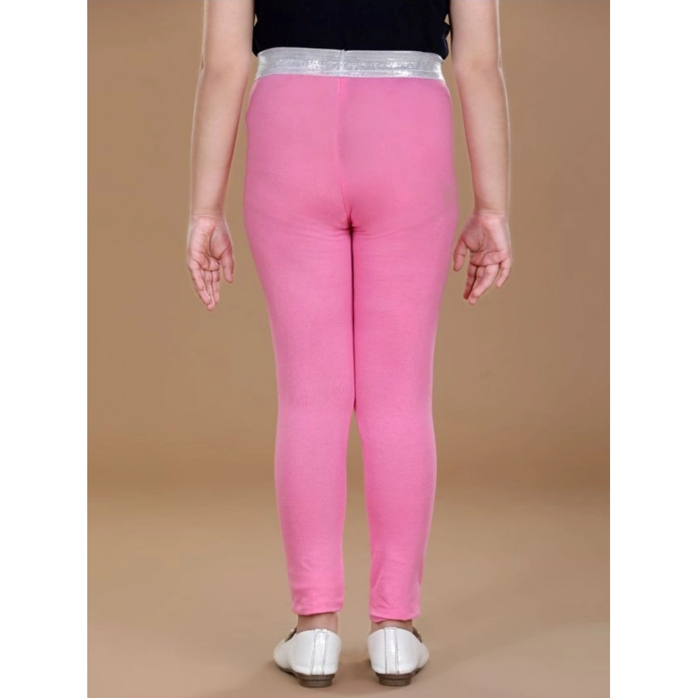 Generic Girl's Cotton Lycra Star Print Elasticated Leggings (Pink) - Image 3