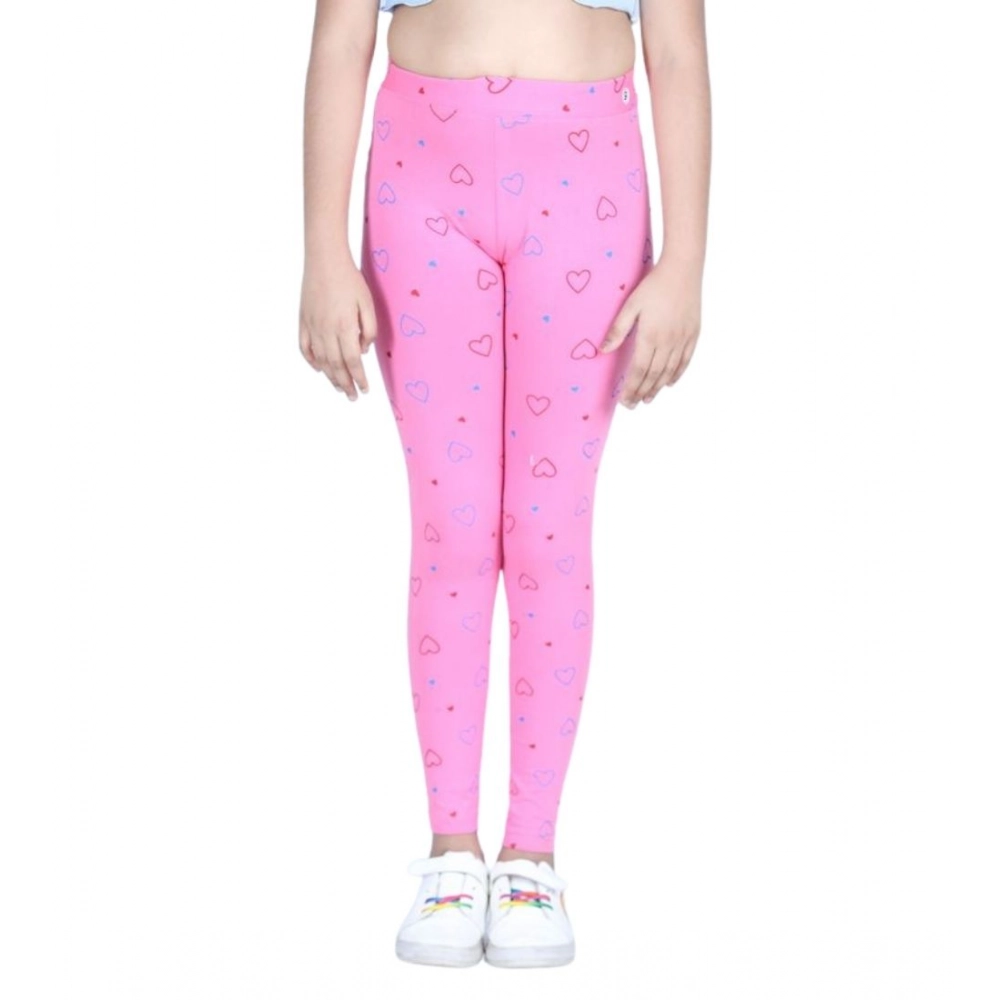 Generic Girl's Cotton Lycra Printed Elasticated Leggings (Light Pink) - Image 5