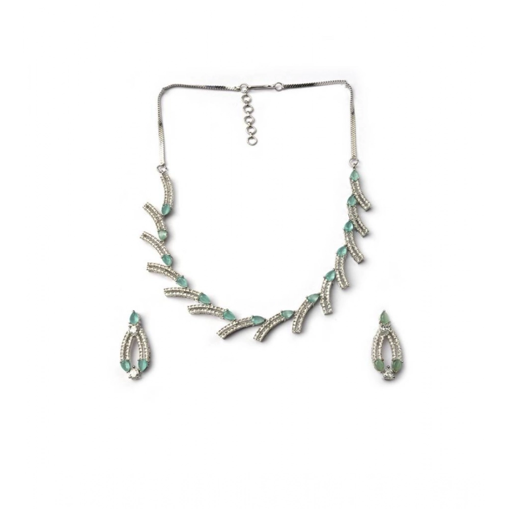 Generic Women's Brass Silver Plated Necklace set (Turquoise) - Image 5