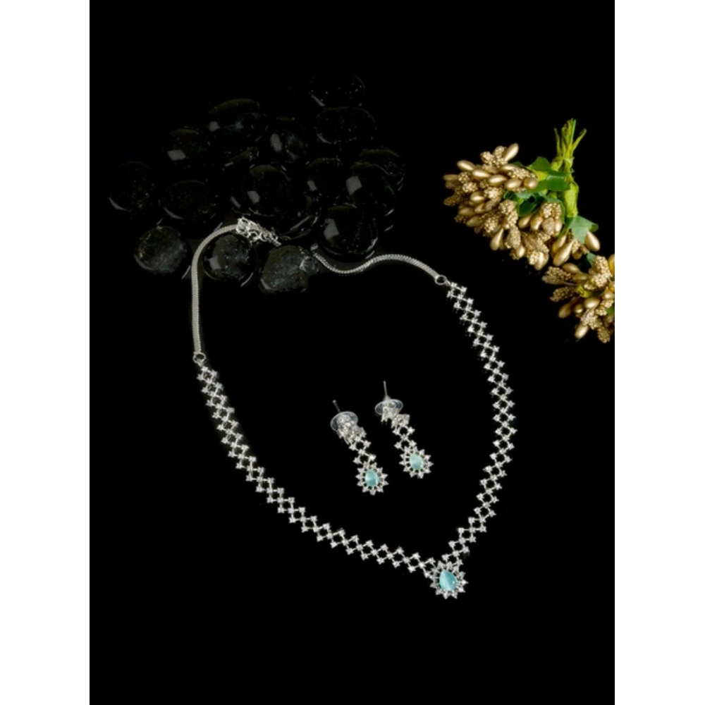 Generic Women's Brass Silver Plated Necklace set (Turquoise) - Image 5