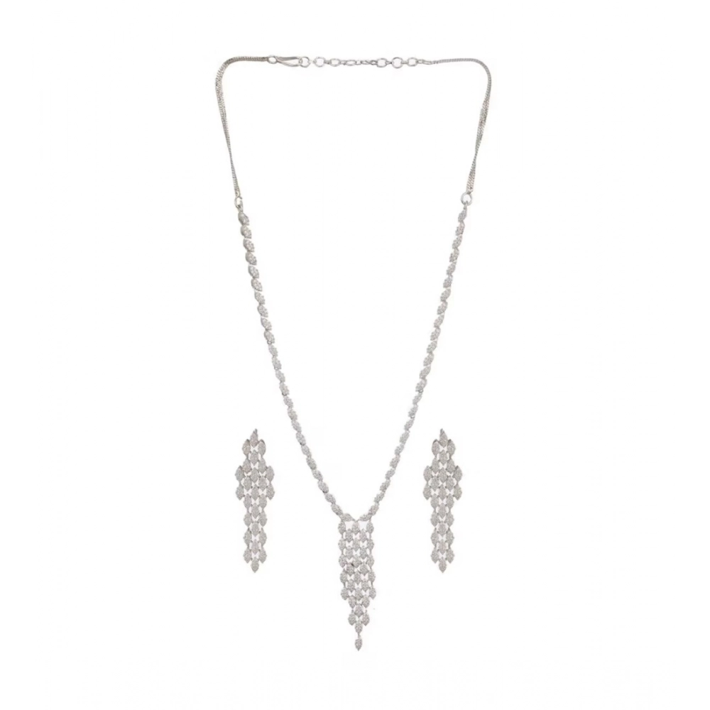 Generic Women's Brass Silver Plated Necklace set (Silver) - Image 5