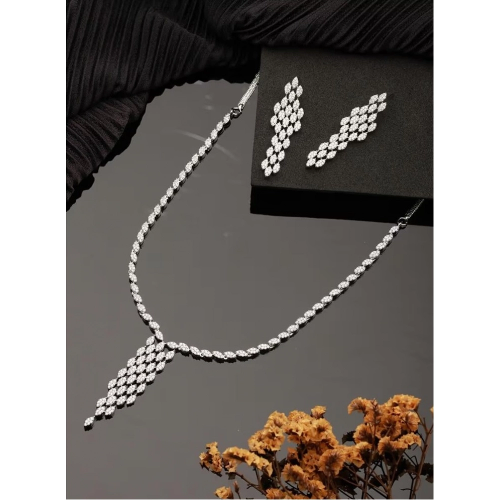 Generic Women's Brass Silver Plated Necklace set (Silver) - Image 4