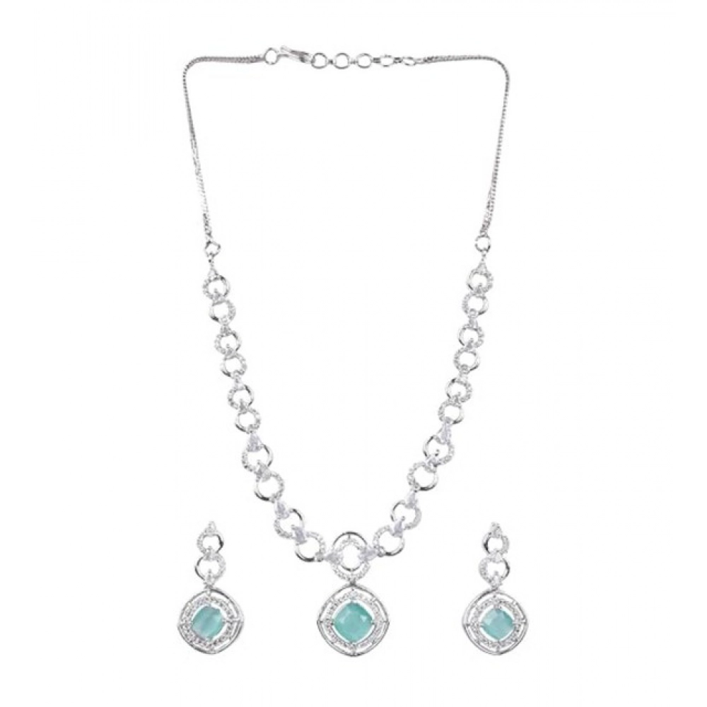 Generic Women's Brass Silver Plated Necklace set (Turquoise) - Image 5