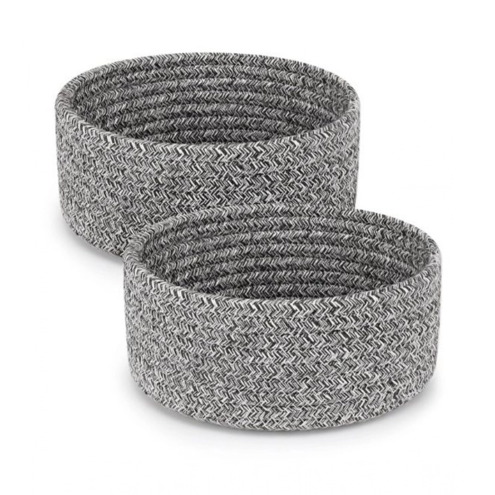 Generic Cotton 8x3 Inch Kidi Round 2 Set Bedside Organizer With Out Lid (Black) - Image 4
