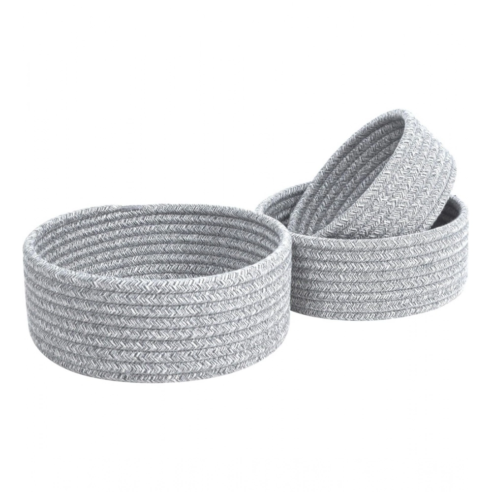 Generic Cotton 8x3 Inch Kidi Round 3 Set Bedside Organizer With Out Lid (Gray) - Image 3