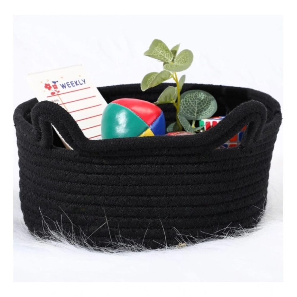 Generic Cotton Pack Of_1 Cat Basket 8x4 Inch Storage Basket For Clothes (Black) - Image 3