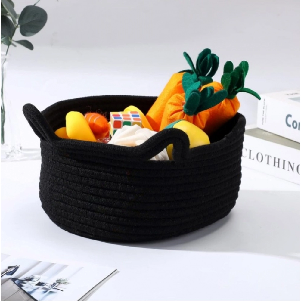 Generic Cotton Pack Of_1 Cat Basket 8×4 Inch Storage Basket For Clothes (Black)