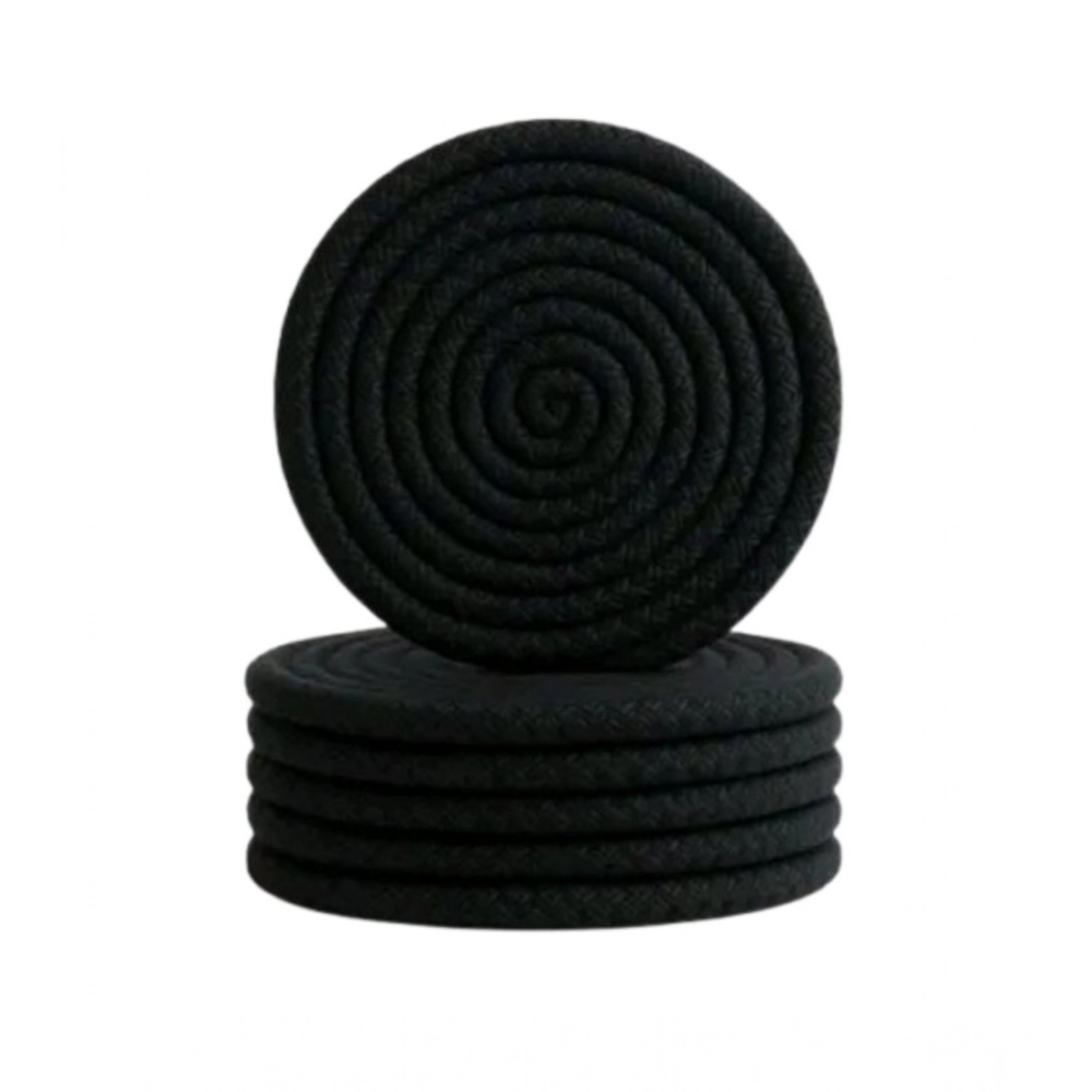 Generic Cotton Rope Drink Coasters 6 Pcs Set (Black) - Image 3