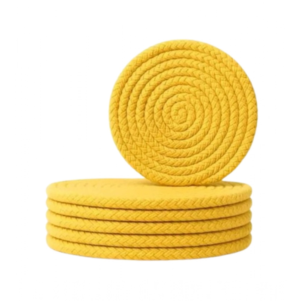 Generic Cotton Rope Drink Coasters 6 Pcs Set (Yellow) - Image 3