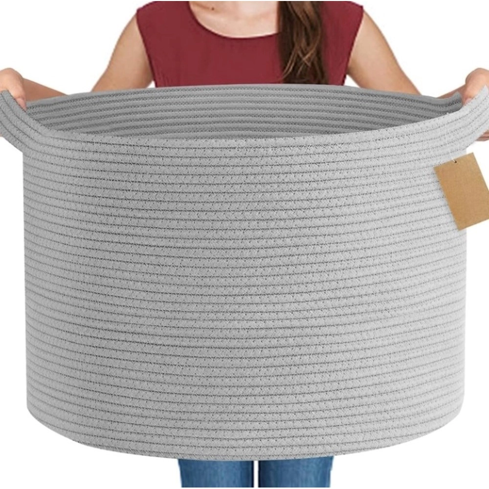 Generic Cotton Pack Of_1 14x12 Inch Storage Basket For Clothes With Out Lid (Gray) - Image 4
