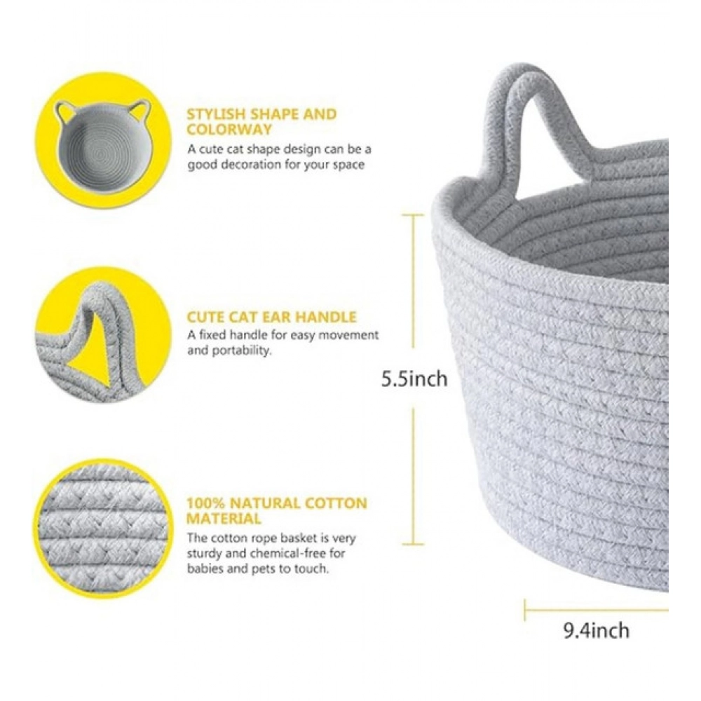 Generic Cotton Pack Of_1 Plain Cat Basket 9x5 Inch (Grey) - Image 4
