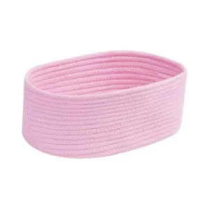 Generic Cotton Oval 10x7x5 Inch Bedside Organizer With Out Lid (Pink)