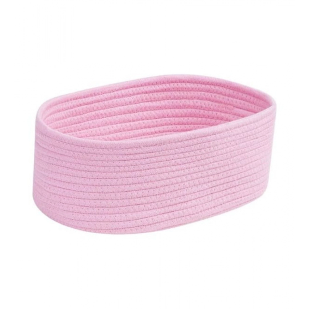 Generic Cotton Oval 10x7x5 Inch Bedside Organizer With Out Lid (Pink)