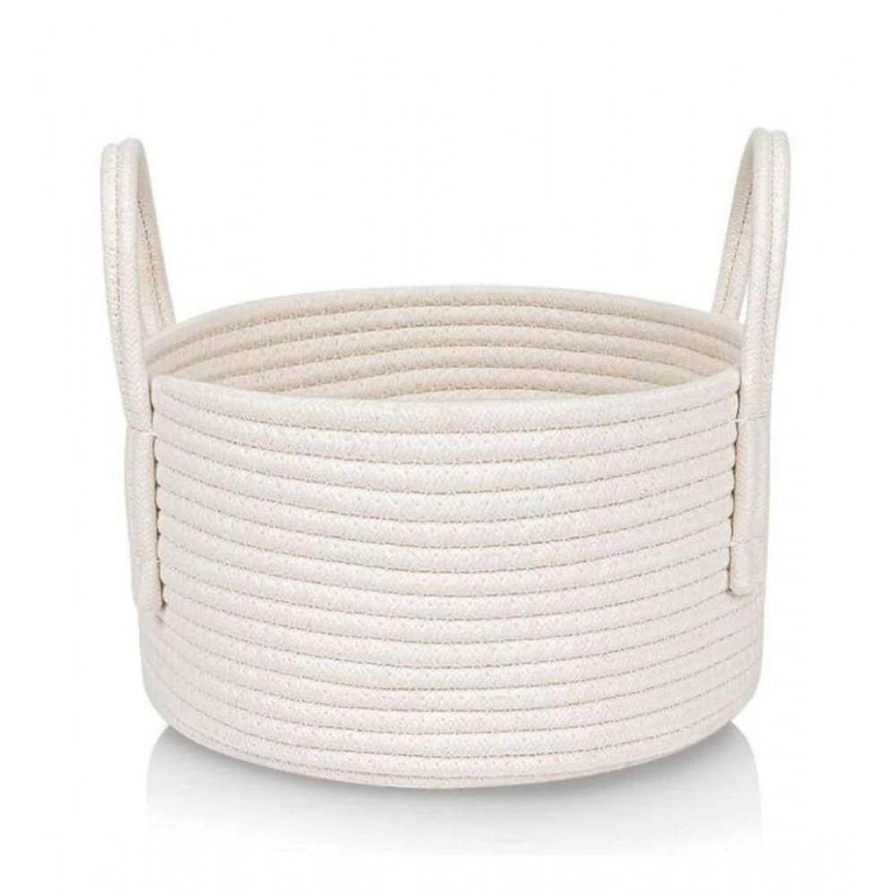 Generic Cotton Pack Of_1 Basket 7x5 Inch Storage Basket For Clothes (White) - Image 3