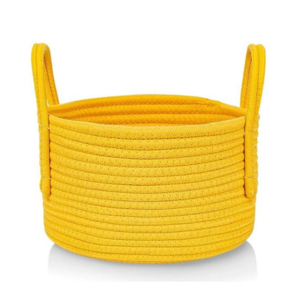 Generic Cotton Pack Of_1 Basket 7x5 Inch Storage Basket For Clothes (Yellow) - Image 3