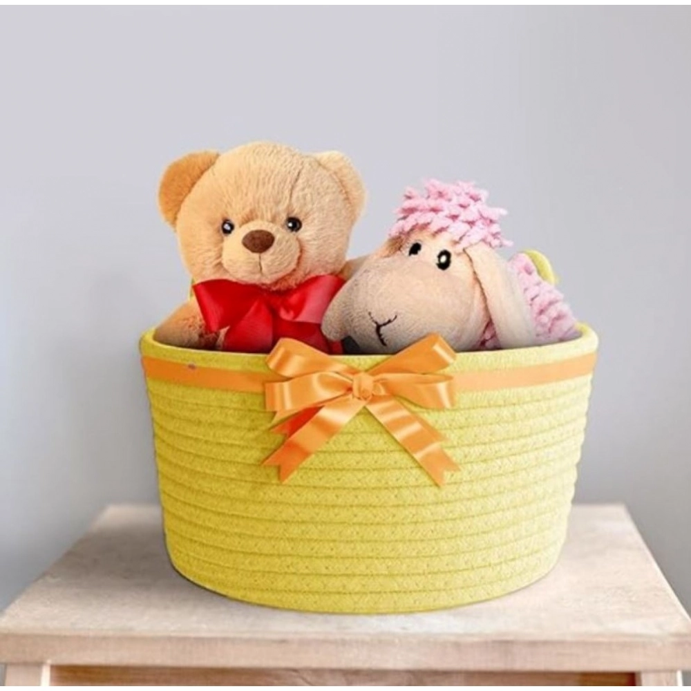 Generic Cotton Pack Of_1 Plain Cat Basket 9x5 Inch (Yellow) - Image 3
