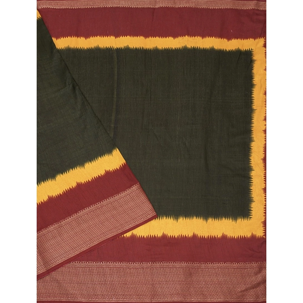 Generic Women's Cotton Silk Solid Saree With Unstitched Blouse 5.5Mtr (Multicolor) - Image 4