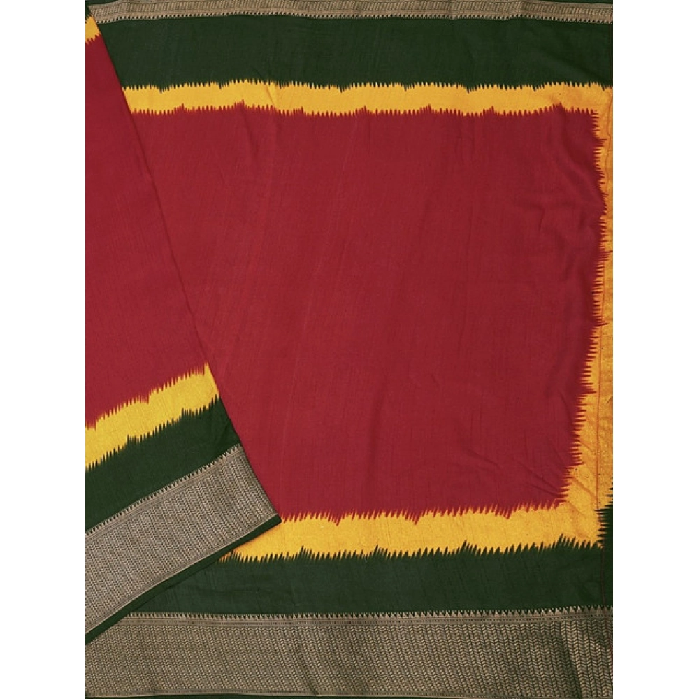 Generic Women's Cotton Silk Solid Saree With Unstitched Blouse 5.5Mtr (Multicolor) - Image 4
