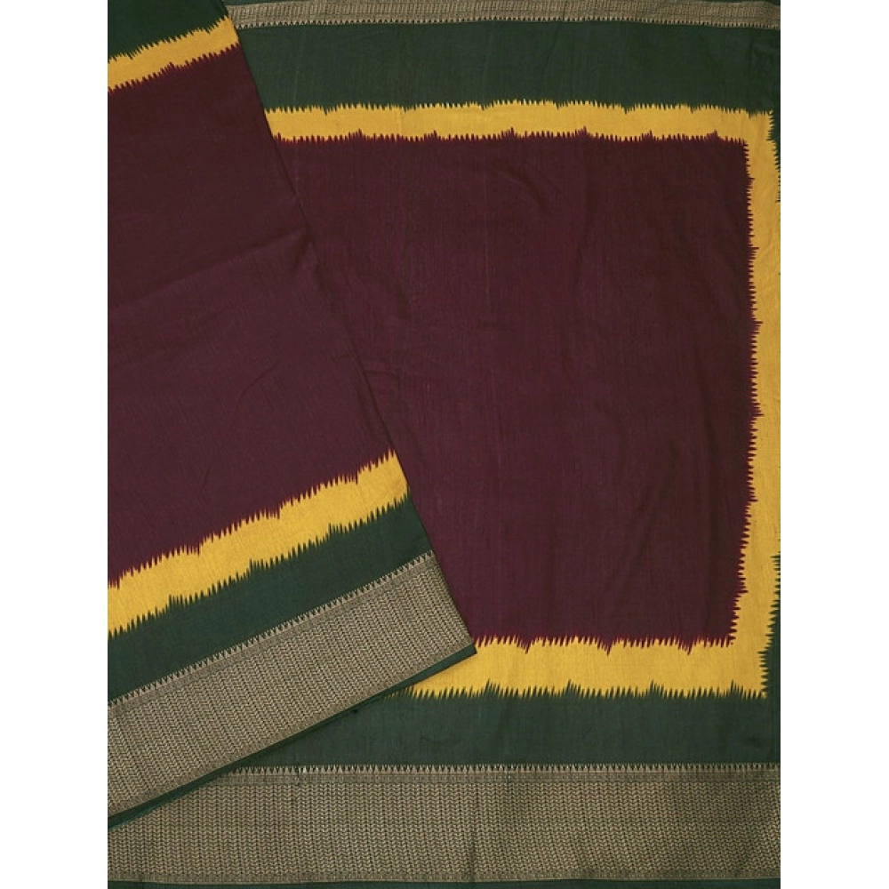 Generic Women's Cotton Silk Solid Saree With Unstitched Blouse 5.5Mtr (Multicolor) - Image 4