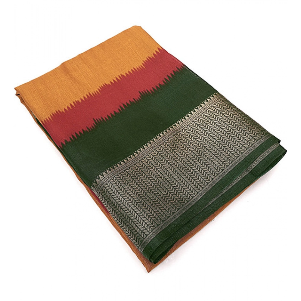 Generic Women's Cotton Silk Solid Saree With Unstitched Blouse 5.5Mtr (Multicolor) - Image 5