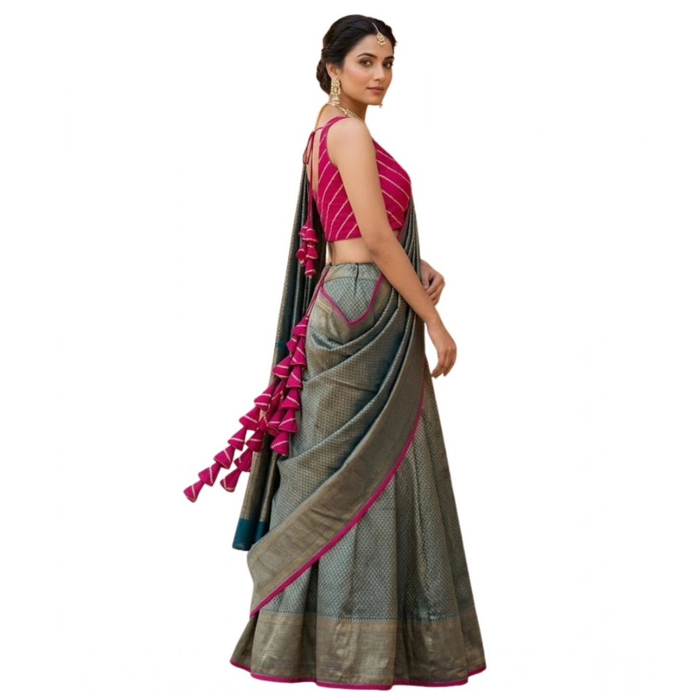 Generic Women's Silk Embellished Sweetheart Neck Sleeveless Readymade Padded Blouse (Pink, Size 38) - Image 3